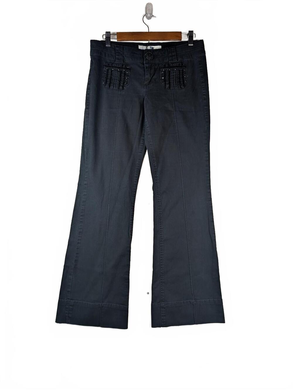 VTG Y2K Jolt Black Denim Wide-Leg Flare Pants Size 9‎